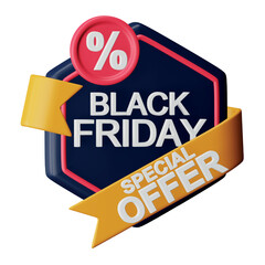 Black friday special offer 3d rendering isometric icon.