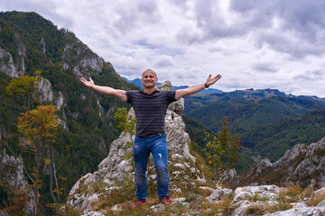 Athletic man on mountain