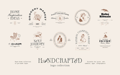 Travel hand drawn logo design collection for brand identity or packaging	