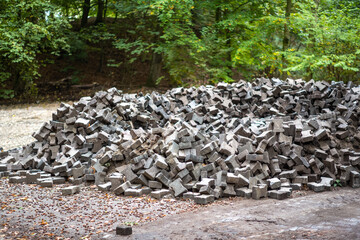 large pile of old paving stones