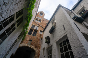 Vlaeykensgang , old and classic alleys near Grote markt since medieval during autumn , winter : Antwerp , Belgium : November 29 , 2019