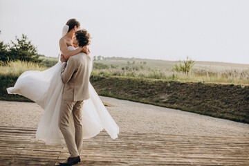 Young wedding couple on their wedding