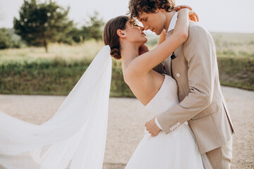 Young wedding couple on their wedding