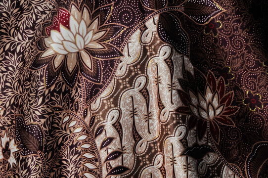 indonesian batik background with flowers