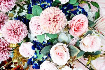 Beautiful Artificial flowers bouquet with space copy background
