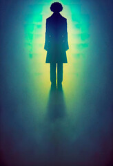 Obraz na płótnie Canvas Woman with background lights 3d illustrated 