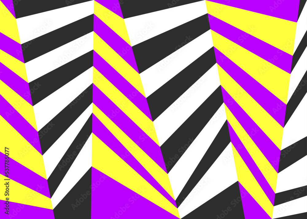 Poster abstract wallpaper with 3d zigzag stripes pattern and with retro color theme