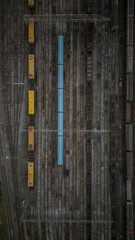 Railway aerial background shot of a rail freight yard with track