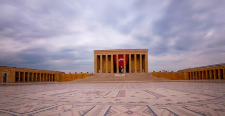 Anitkabir is the mausoleum of the founder of Turkish Republic, Mustafa Kemal Ataturk. Anitkabir is one of the historic places that Turkish people visit frequently. - obrazy, fototapety, plakaty