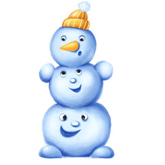 illustration clipart cute snowman character, childrens illustration, cheerful mood