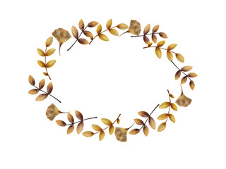 Watercolor frames, borders, wreaths with autumn leaves, twigs and berries.