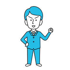 ガッツポーズのビジネスマン（男）のイラスト