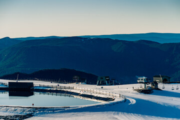 view of dam on ski resort