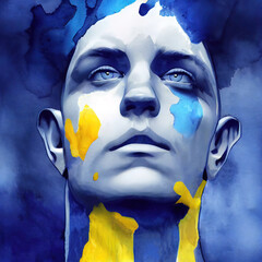 Man with Ukrainian colors 3d illustrated 
