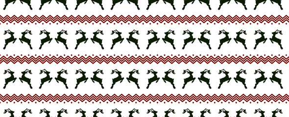 reindeer vintage christmas pattern background , red and green  pattern for xmas wallpaper © peacefy