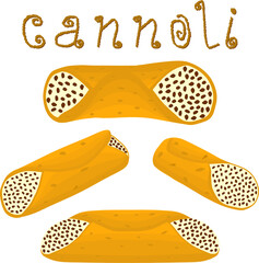 Various sweet tasty cannoli