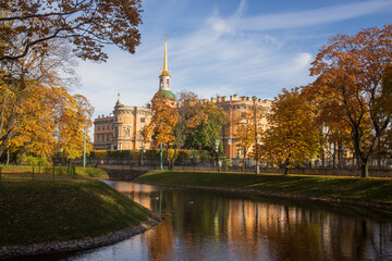 View of Mikhailovsky Castle in autumn