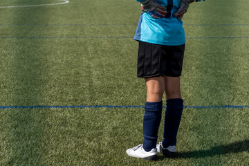 Action of soccer goalkeeper in the stadium