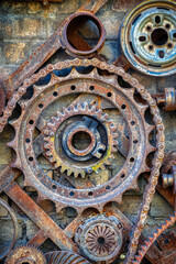 old rusty gear wheels, heavy industry