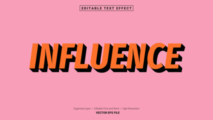 Editable Influence Font Design. Alphabet Typography Template Text Effect. Lettering Vector Illustration for Product Brand and Business Logo.
