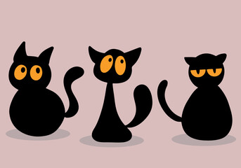 Black Halloween Cats Vector Design. illüstration, EPS10