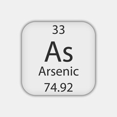 Arsenic symbol. Chemical element of the periodic table. Vector illustration.