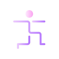 Warrior pose flat gradient two-color ui icon. Healthy and active lifestyle. Stretching exercise. Simple filled pictogram. GUI, UX design for mobile application. Vector isolated RGB illustration
