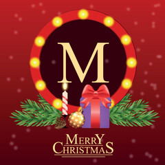 Christmas card with holiday elements composition.