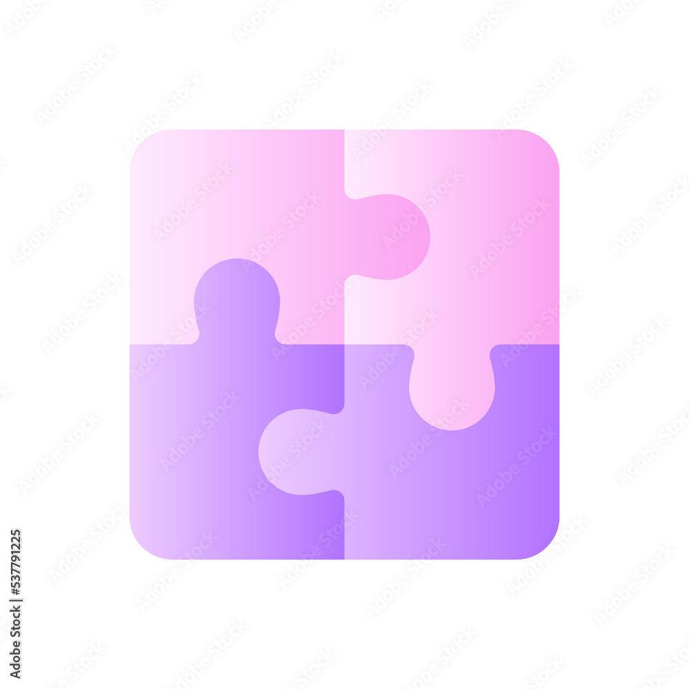 Poster puzzle flat gradient two-color ui icon. team cooperation. idea and solution. business planning. simp