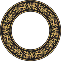 Vector gold seamless round Egyptian ornament. Infinite circle, ring, border, Ancient Egypt frame.