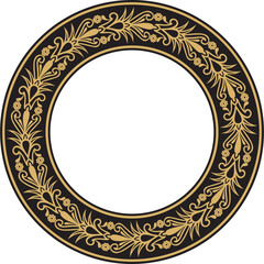 Vector gold seamless round Egyptian ornament. Infinite circle, ring, border, Ancient Egypt frame.