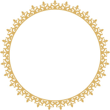 recommend clip art: Vector gold Kazakh national round pattern, frame. Ethnic ornament of the nomadic peoples of Asia, the Great Steppe, Kazakhs, Kirghiz, Kalmyks, Mongols, Buryats, Turkmens