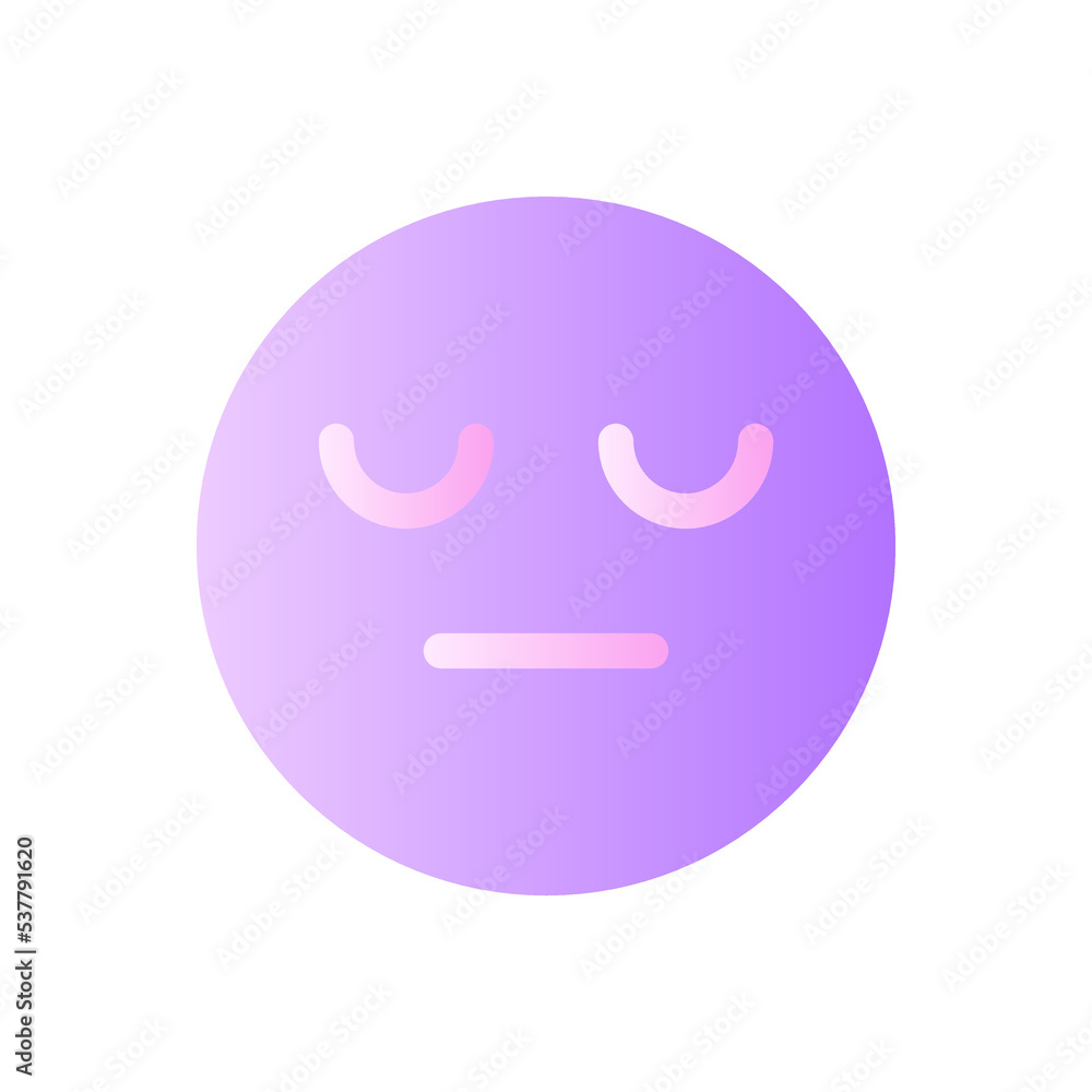 Poster sleepy face emoji flat gradient two-color ui icon. indifferent emotion. feelings expression. simple 