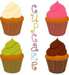 Various sweet tasty cupcake