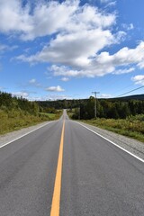 Fototapeta na wymiar A country road under blue skies, Québec, Canada