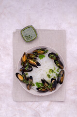 Fototapeta na wymiar Pasta with mussels