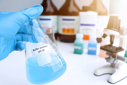 Buffer Solution In Glass, Chemical In The Laboratory And Industry