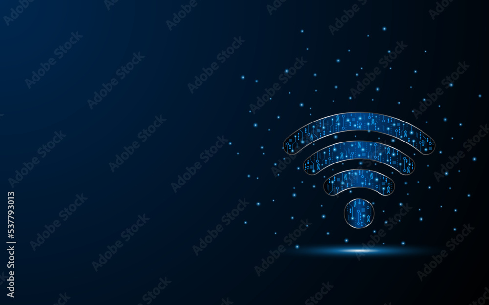 Poster Abstract wifi symbol. Concept of circuit board technology, internet signal or wireless connection. vector illustration
