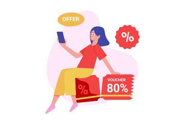 Discount 80% Off and Buy One Get One Free Offer Illustration