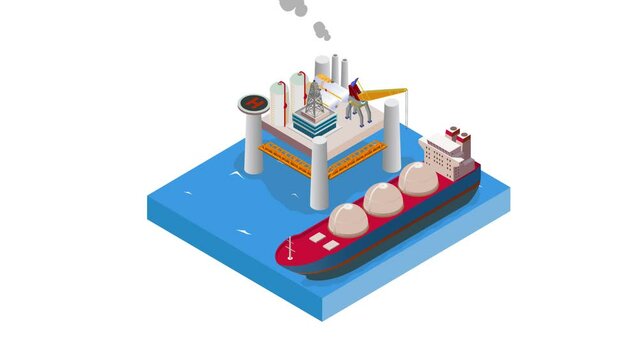 Tanker loading liquefied natural gas on sea