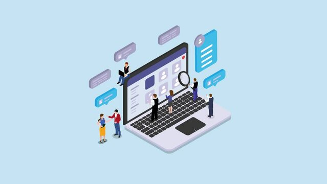 Group of employers looking candidates on laptop