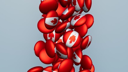 3D rendering of actual colored candy with a flag of Canada , isolated 
