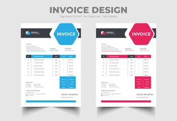 Fototapeta na wymiar minimal invoice template vector design