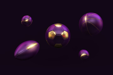 betting gambling  soccer football basketball tennis volleyball balls banner 3d render 3d rendering illustration 