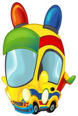 Obraz premium cartoon scene with funny looking ambulance sedan illustration for children