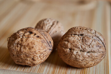 walnuts on wooden background