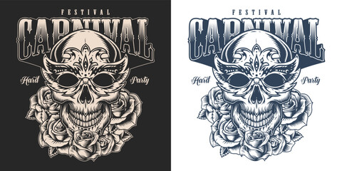 Carnival party vintage poster monochrome