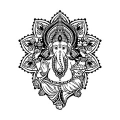 Fototapeta premium lord Ganesh image. God with elephant head. vector Illustration