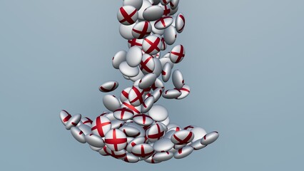 3D rendering of actual colored candy with a flag of England , isolated 