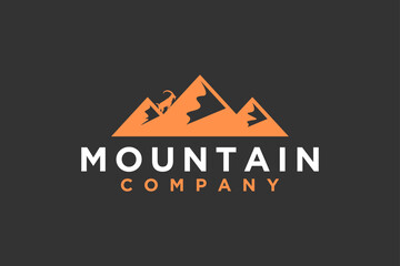 Rocky mountain logo adventure park outdoor emblem badge nubian ibex goat silhouette - obrazy, fototapety, plakaty